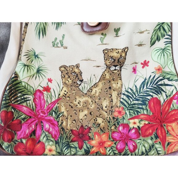 Avon Jungle Oasis Charming Tote & Matching Pouch Set-Leopards Tropical Print - Picture 7 of 16